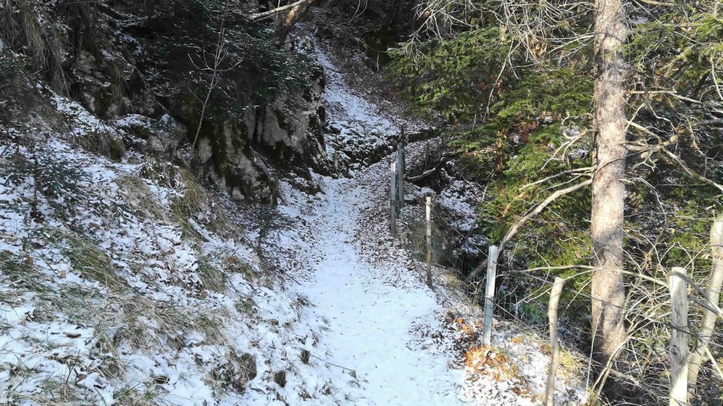 Parte del sentiero esposto in alto riparato da corrimano